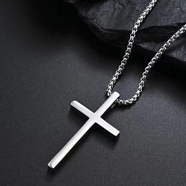 Collar con Dije Cruz Biselado | Oro blanco