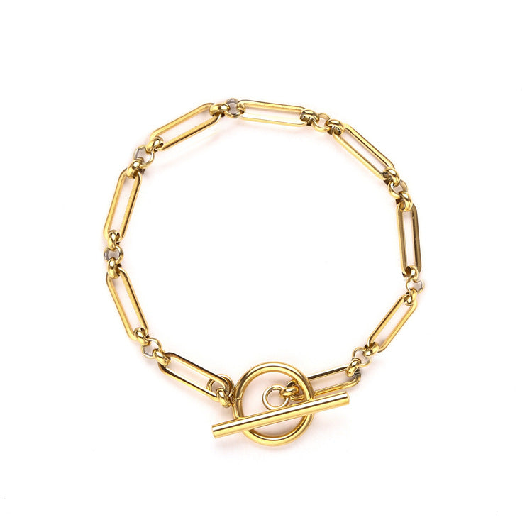 Pulsera T-Bar Eslabonada | Oro