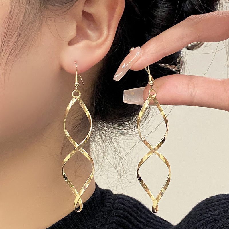 Aretes Espiral Colgantes | Oro