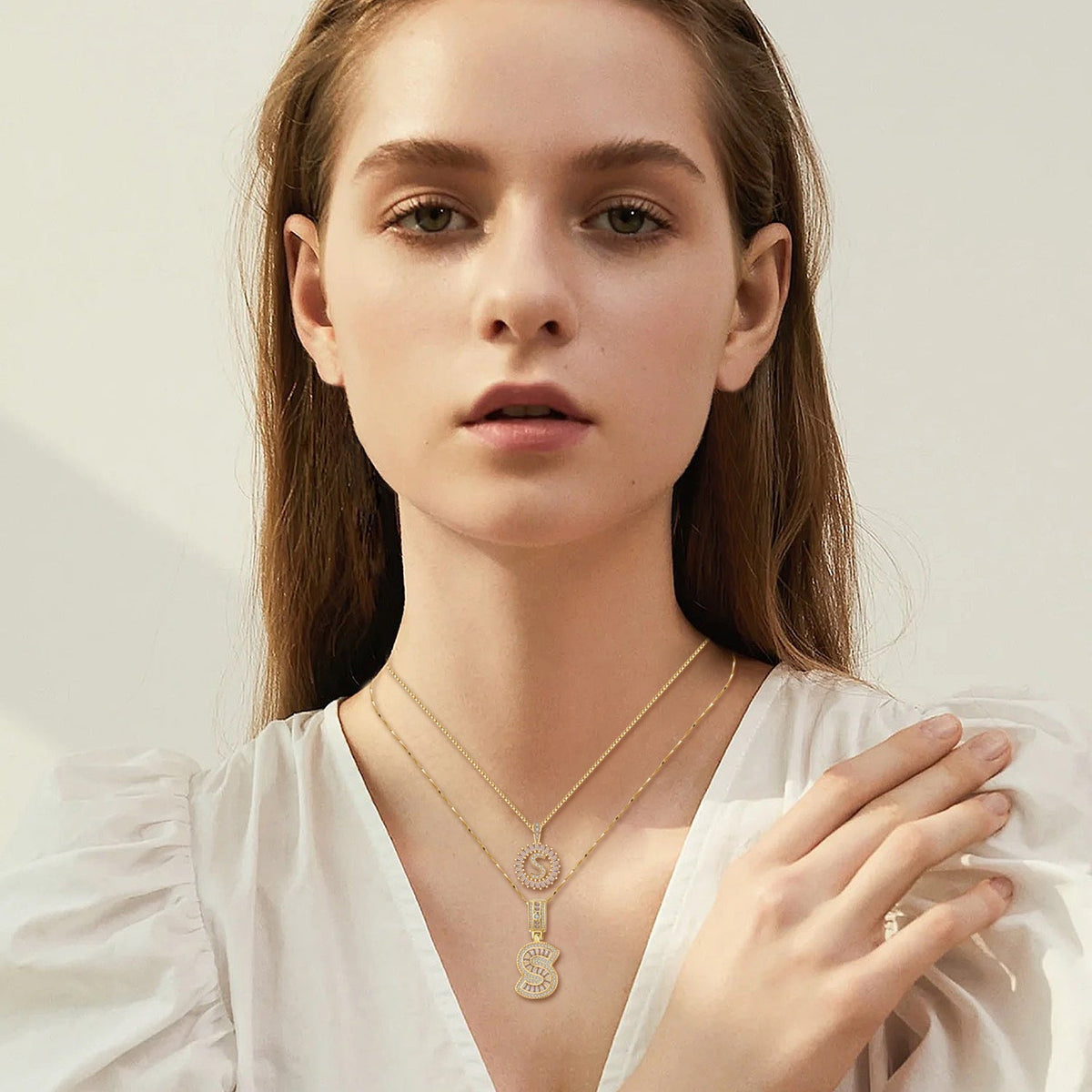 Juego de Collar con Inicial Pavé | Oro