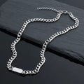 Collar Cadena Cubana con Dije | Oro blanco