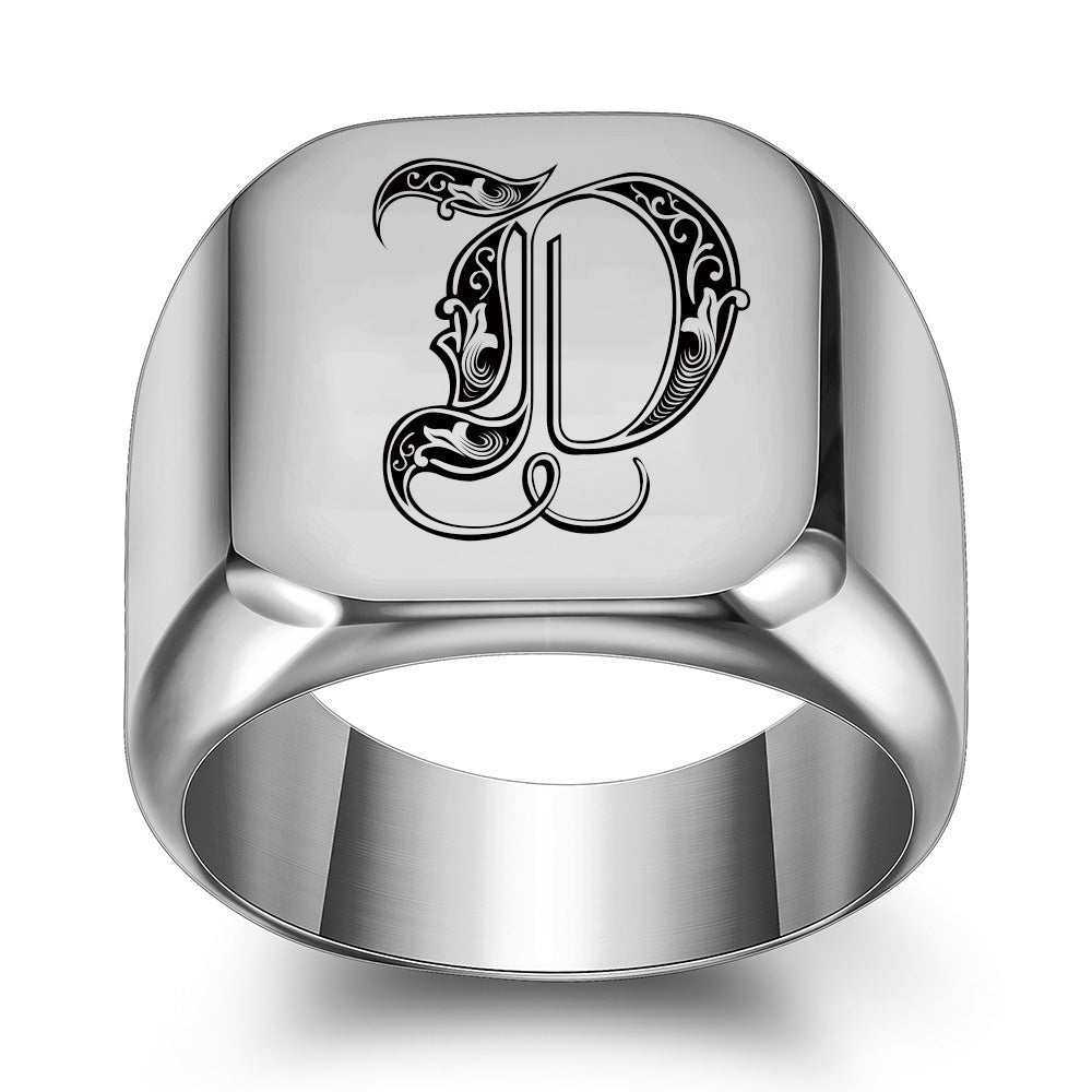 Anillo con Inicial Clásico Noble | Oro blanco