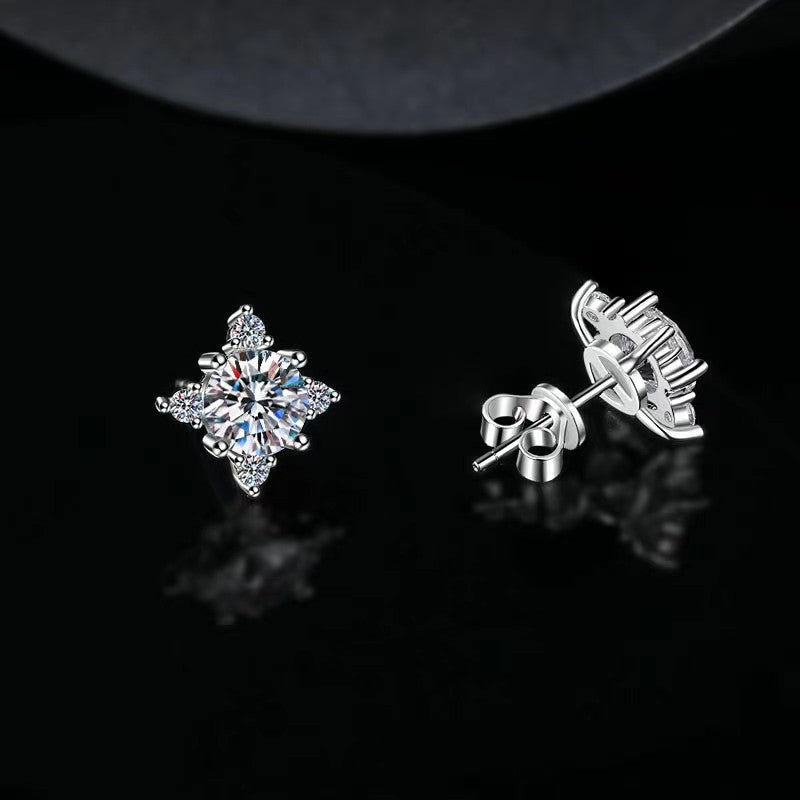 Aretes Flor Aurelie | Oro blanco