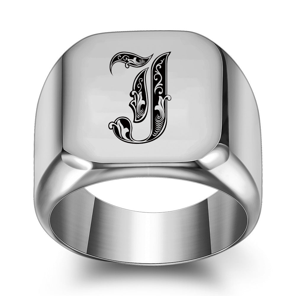 Anillo con Inicial Clásico Noble | Oro blanco