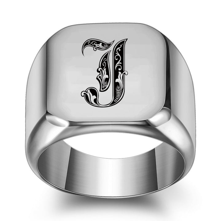 Anillo con Inicial Clásico Noble | Oro blanco