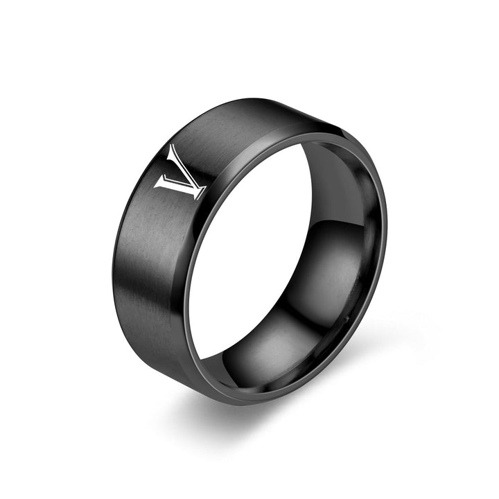 Anillo con Inicial Obsidiana | Acabado negro