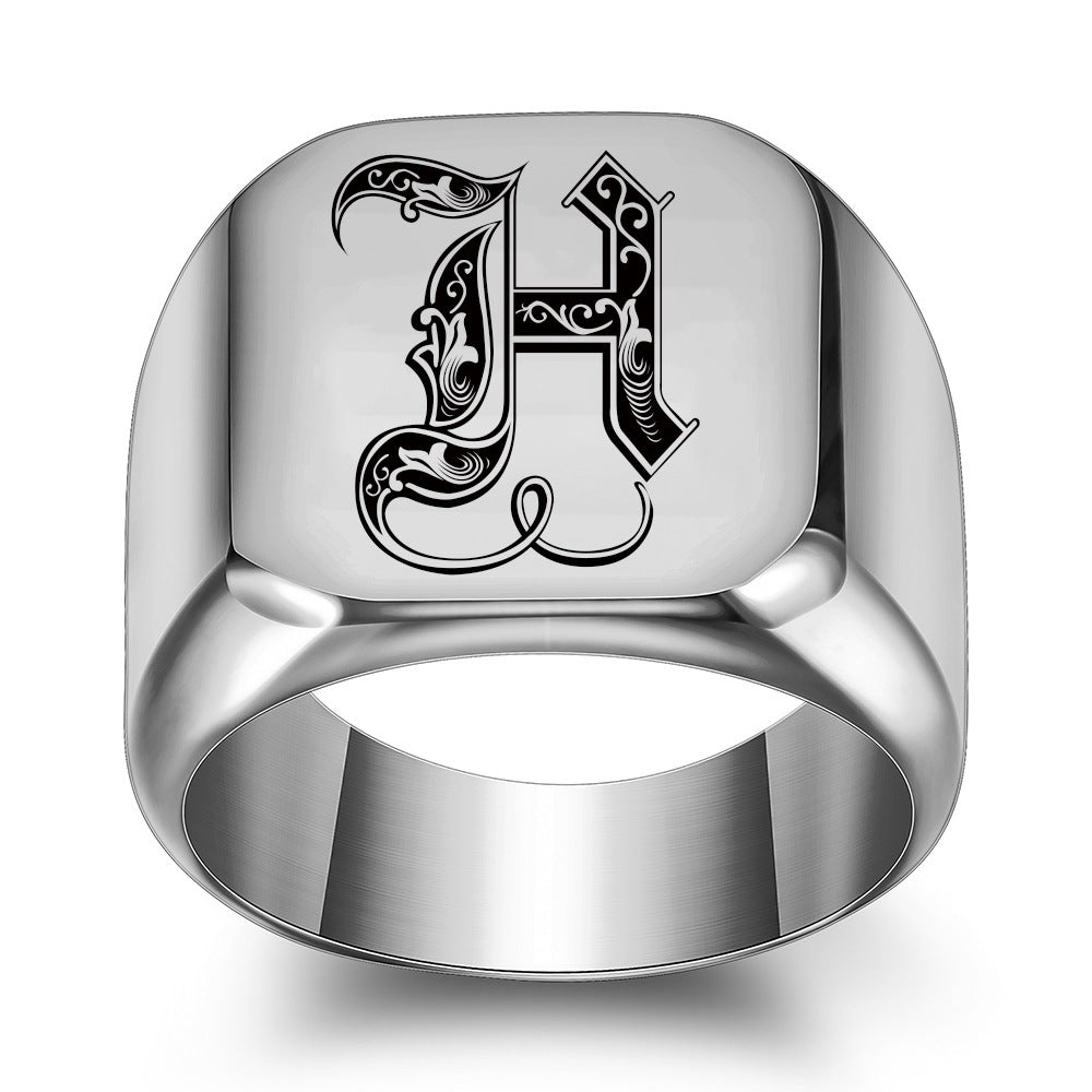 Anillo con Inicial Clásico Noble | Oro blanco