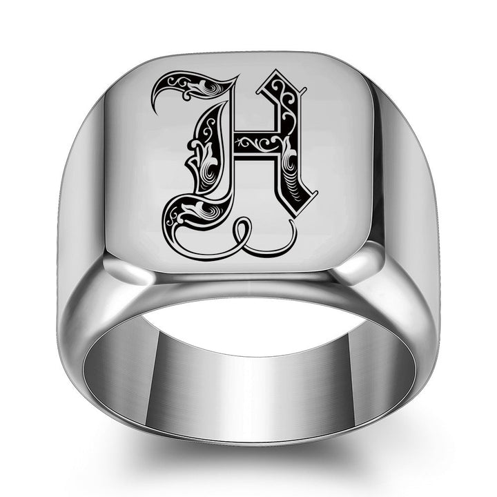Anillo con Inicial Clásico Noble | Oro blanco