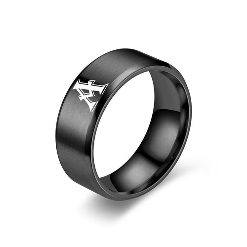 Anillo con Inicial Obsidiana | Acabado negro