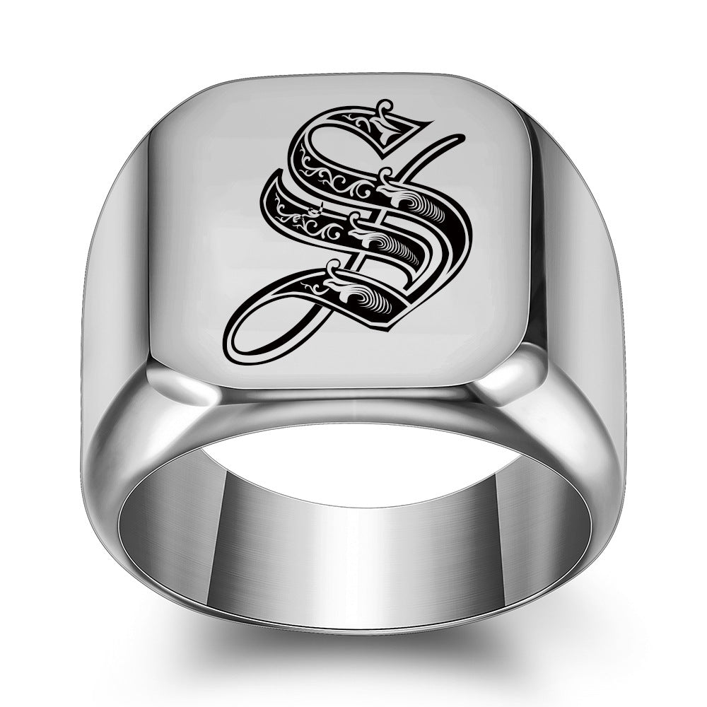 Anillo con Inicial Clásico Noble | Oro blanco
