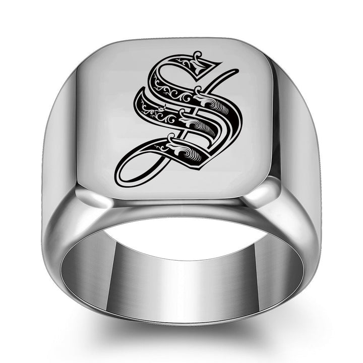 Anillo con Inicial Clásico Noble | Oro blanco