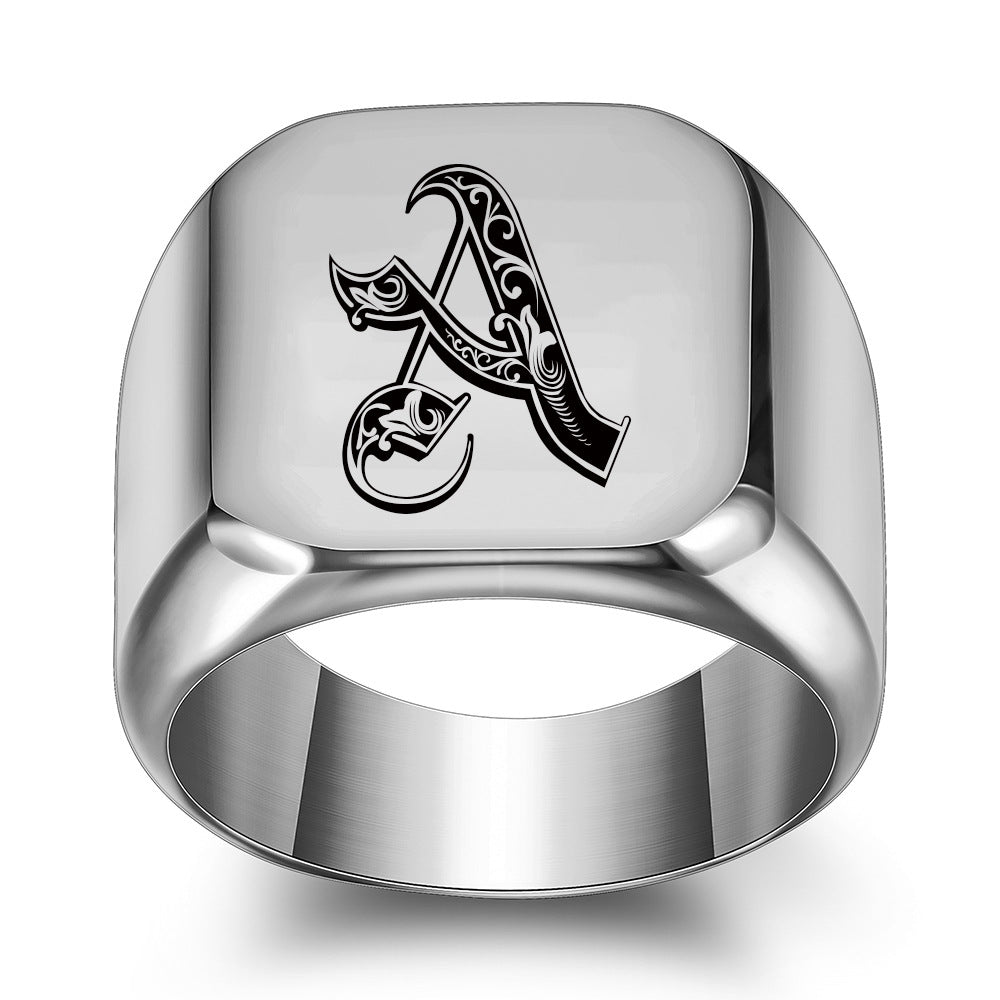 Anillo con Inicial Clásico Noble | Oro blanco