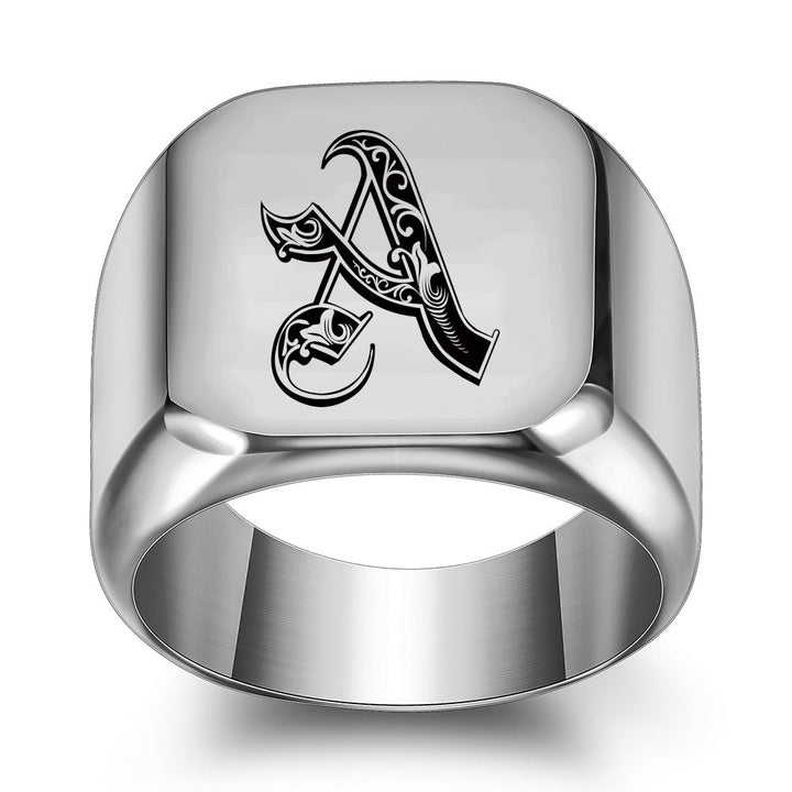 Anillo con Inicial Clásico Noble | Oro blanco