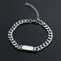 Pulsera Eslabón Cubano con Dije | Oro blanco