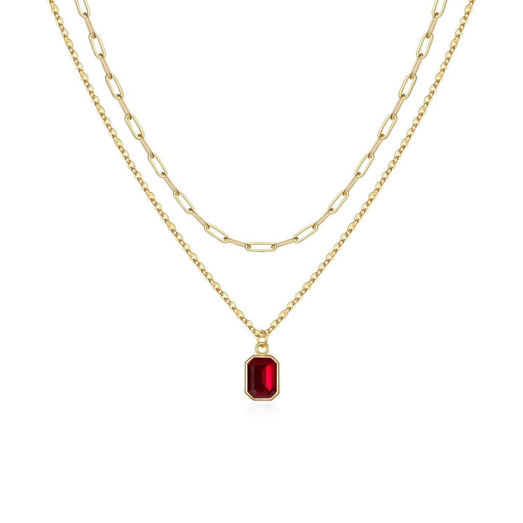 Collar en Capas con Rubí Tipo Clip | Oro
