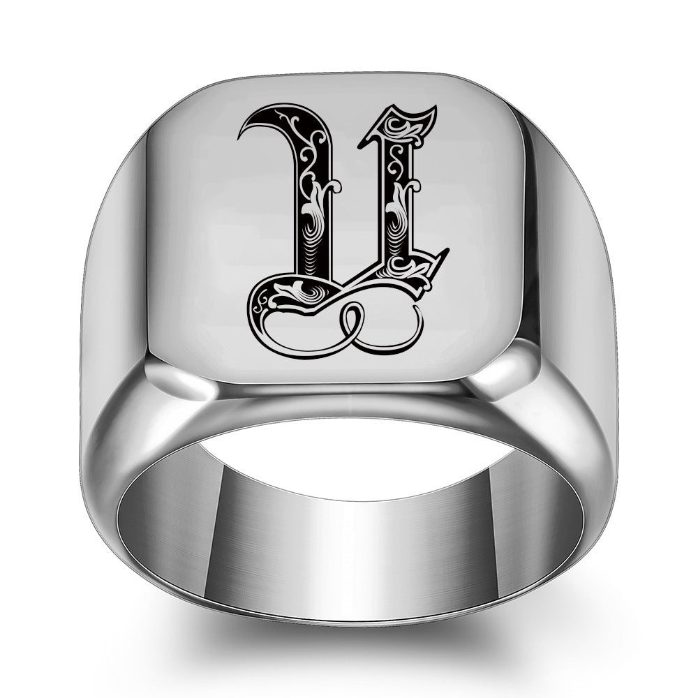 Anillo con Inicial Clásico Noble | Oro blanco