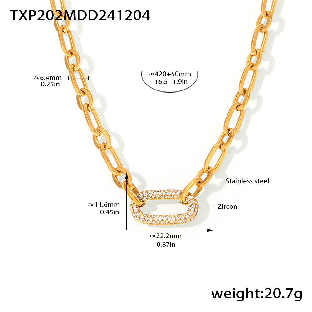 Juego de Joyería Cadena Eslabón Grueso Pavé | Oro