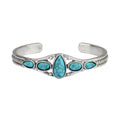 Pulsera Abierta Gota de Turquesa | Oro blanco