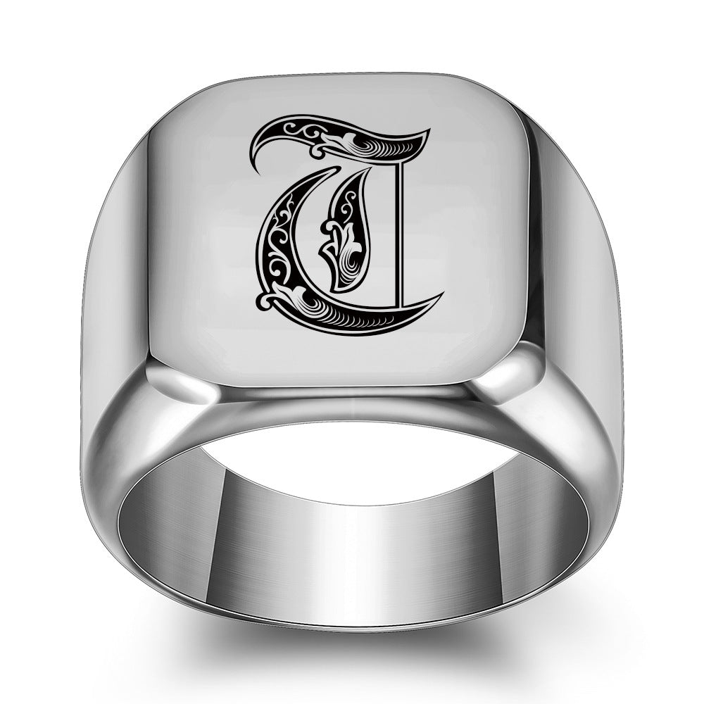 Anillo con Inicial Clásico Noble | Oro blanco