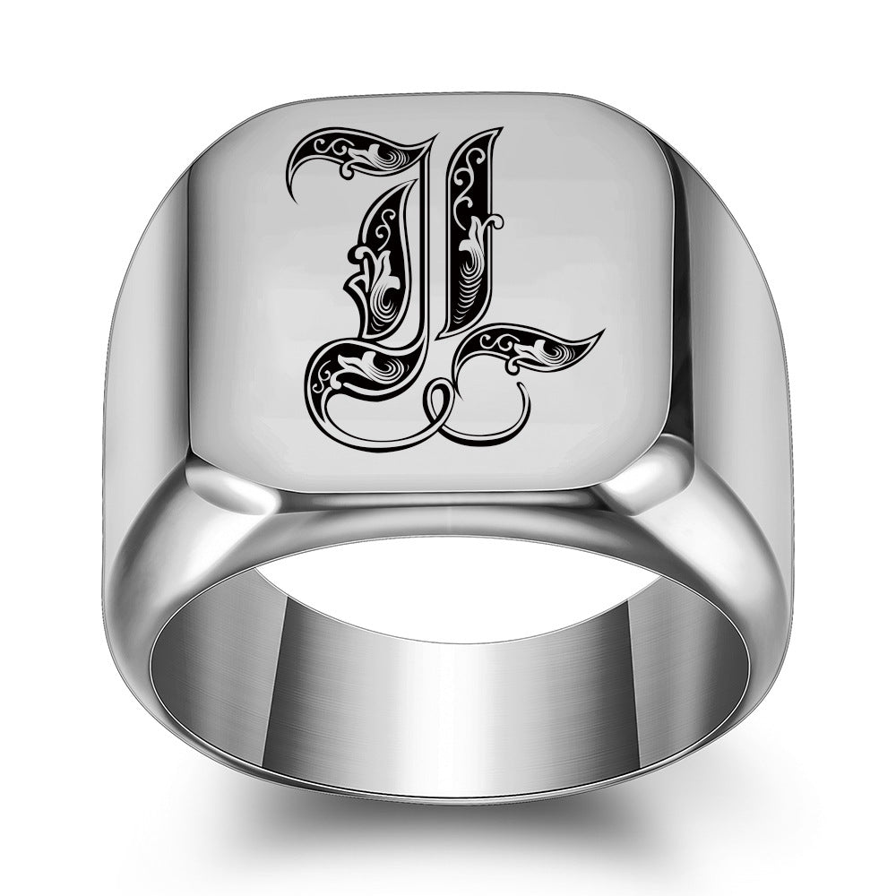 Anillo con Inicial Clásico Noble | Oro blanco