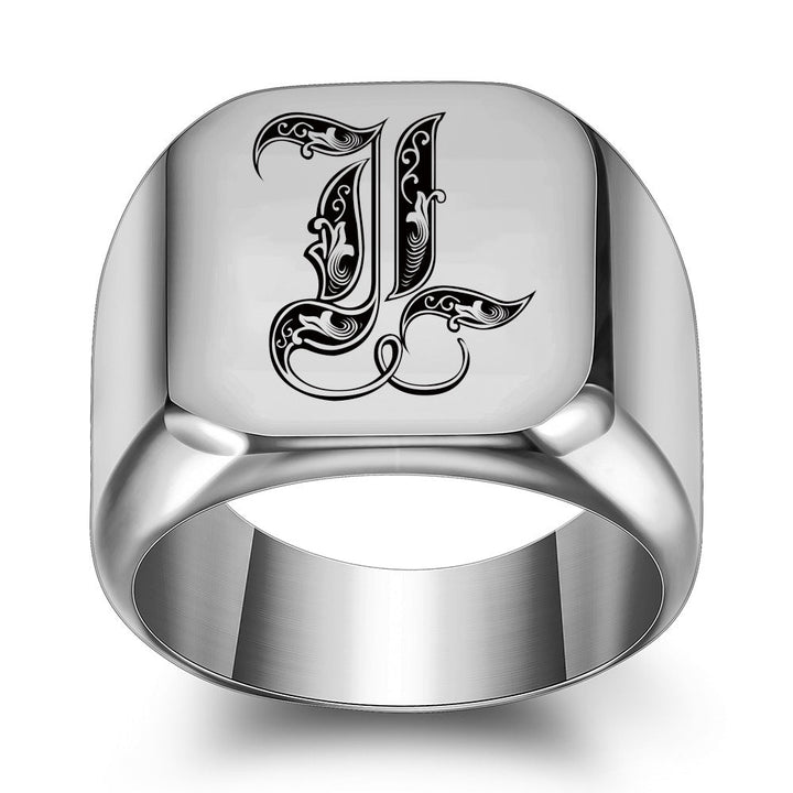 Anillo con Inicial Clásico Noble | Oro blanco