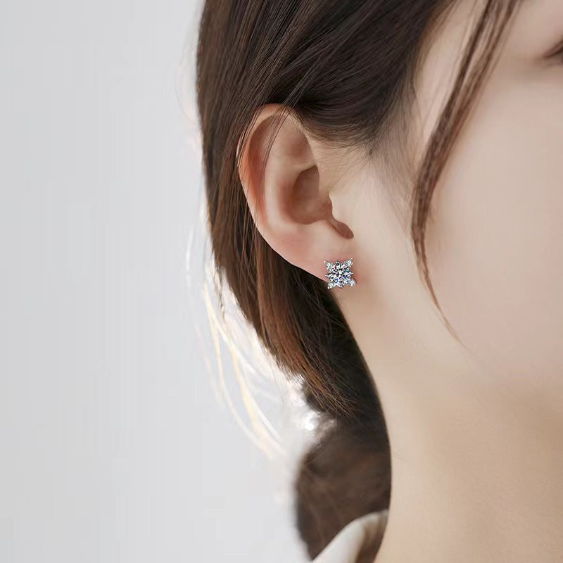 Aretes Flor Aurelie | Oro blanco