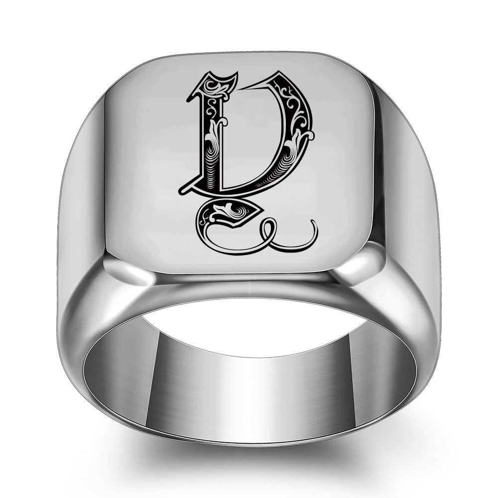 Anillo con Inicial Clásico Noble | Oro blanco