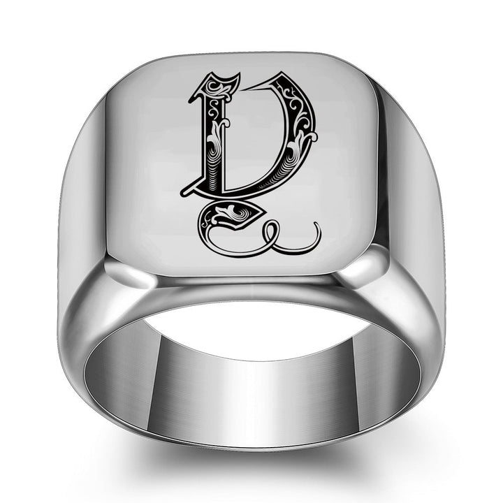 Anillo con Inicial Clásico Noble | Oro blanco