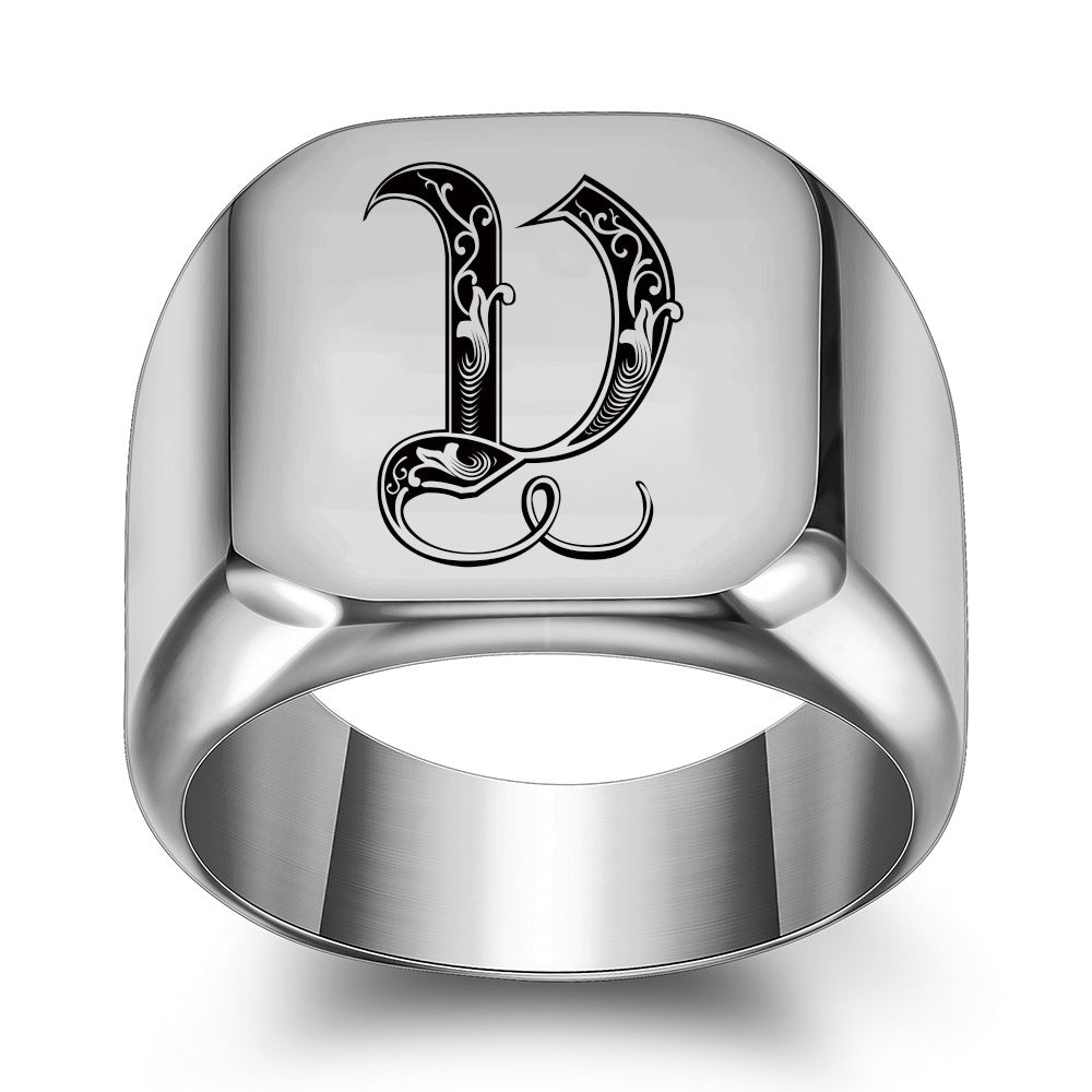 Anillo con Inicial Clásico Noble | Oro blanco