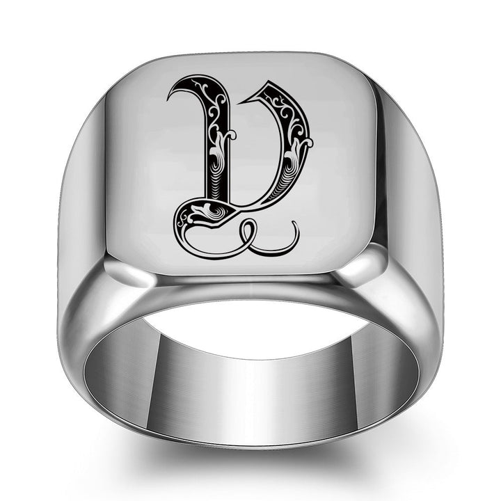 Anillo con Inicial Clásico Noble | Oro blanco