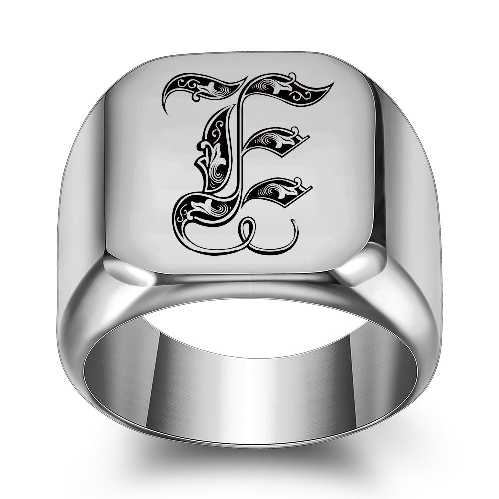Anillo con Inicial Clásico Noble | Oro blanco
