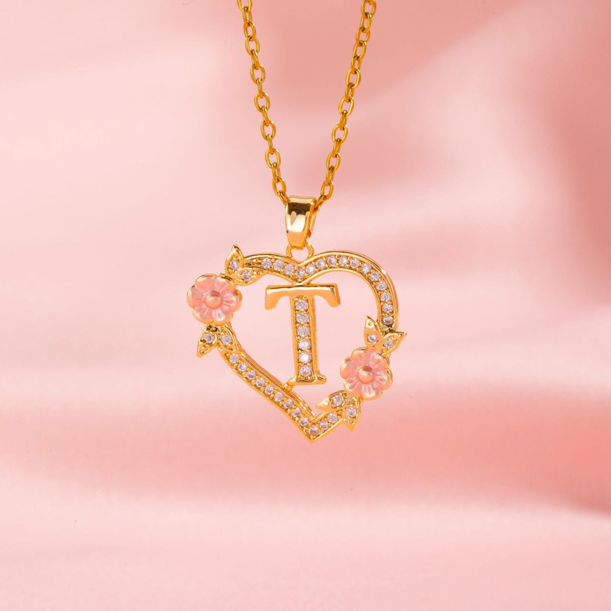 Collar con Inicial Floral | Oro