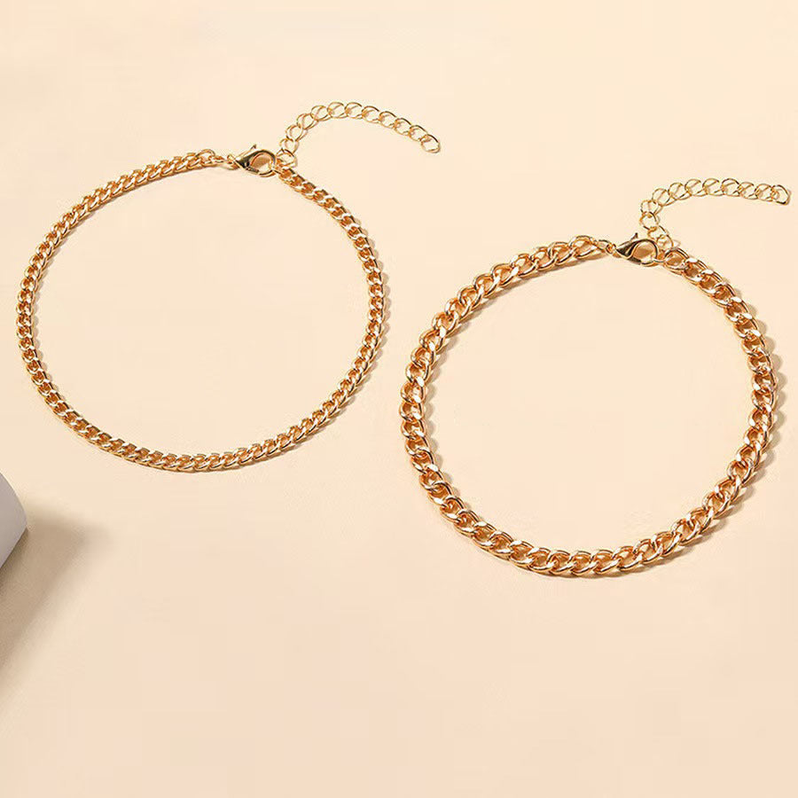 Pulsera Tobillera Eslabones Cubanos Multicapas | Oro