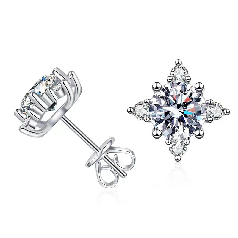 Aretes Flor Aurelie | Oro blanco