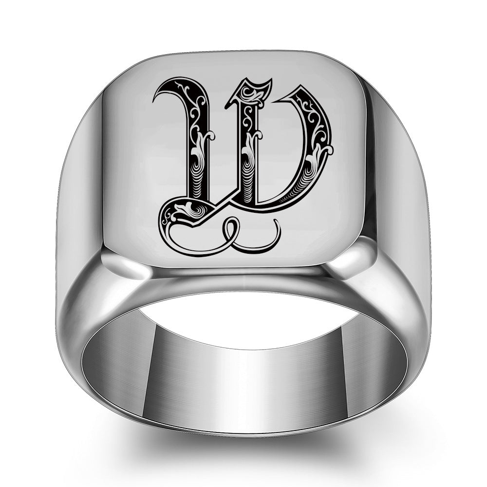 Anillo con Inicial Clásico Noble | Oro blanco