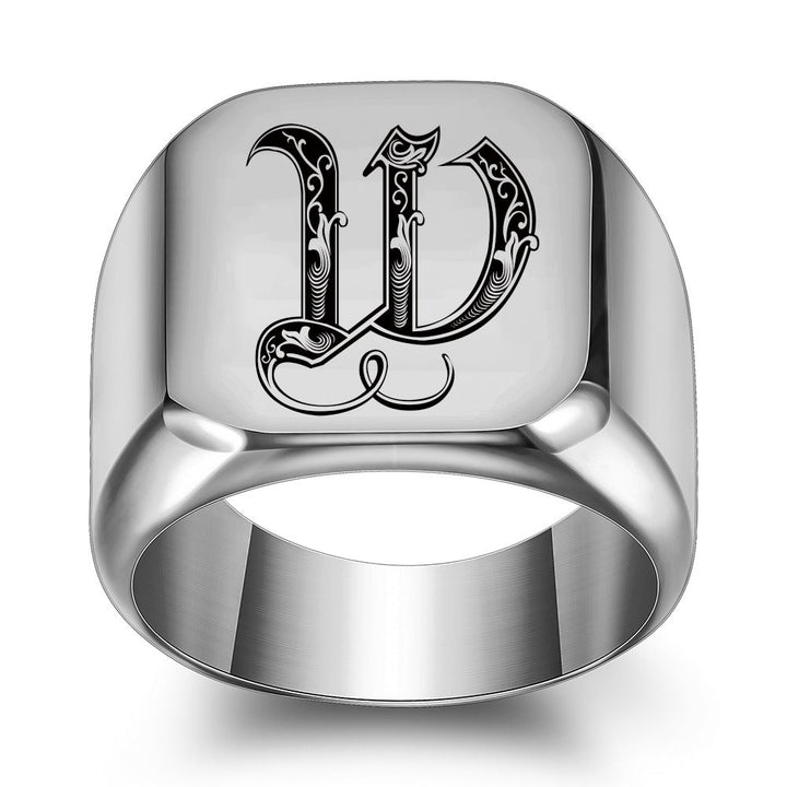 Anillo con Inicial Clásico Noble | Oro blanco