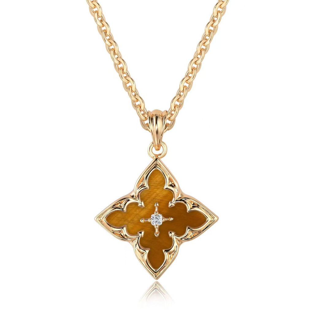 Collar con dije Trébol Marrón | Oro