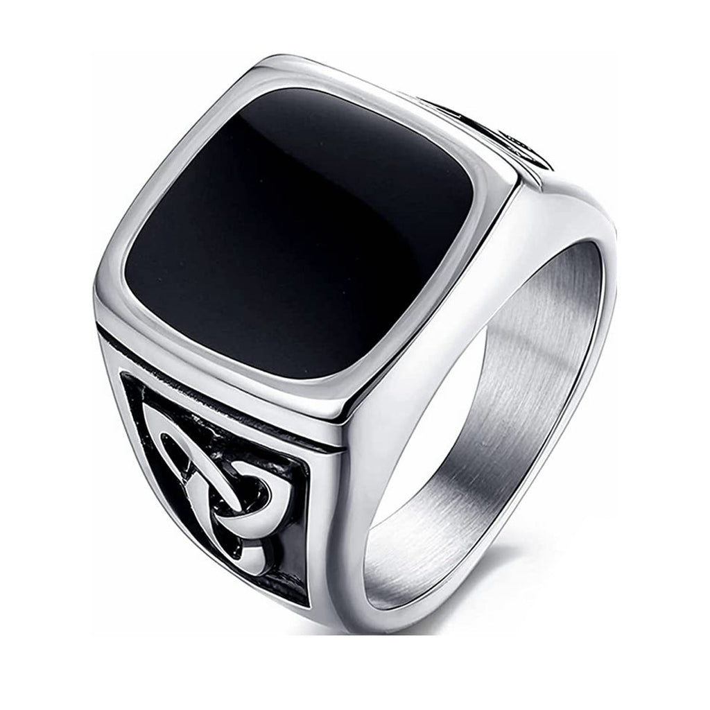Anillo Sello Ónix Negro | Oro blanco