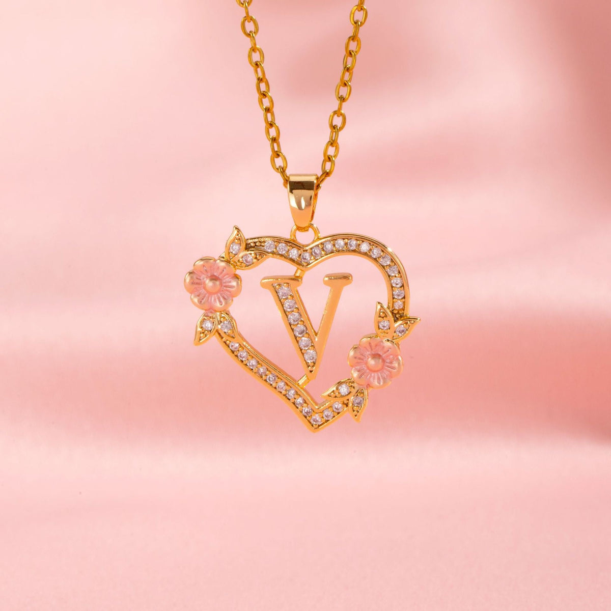 Collar con Inicial Floral | Oro