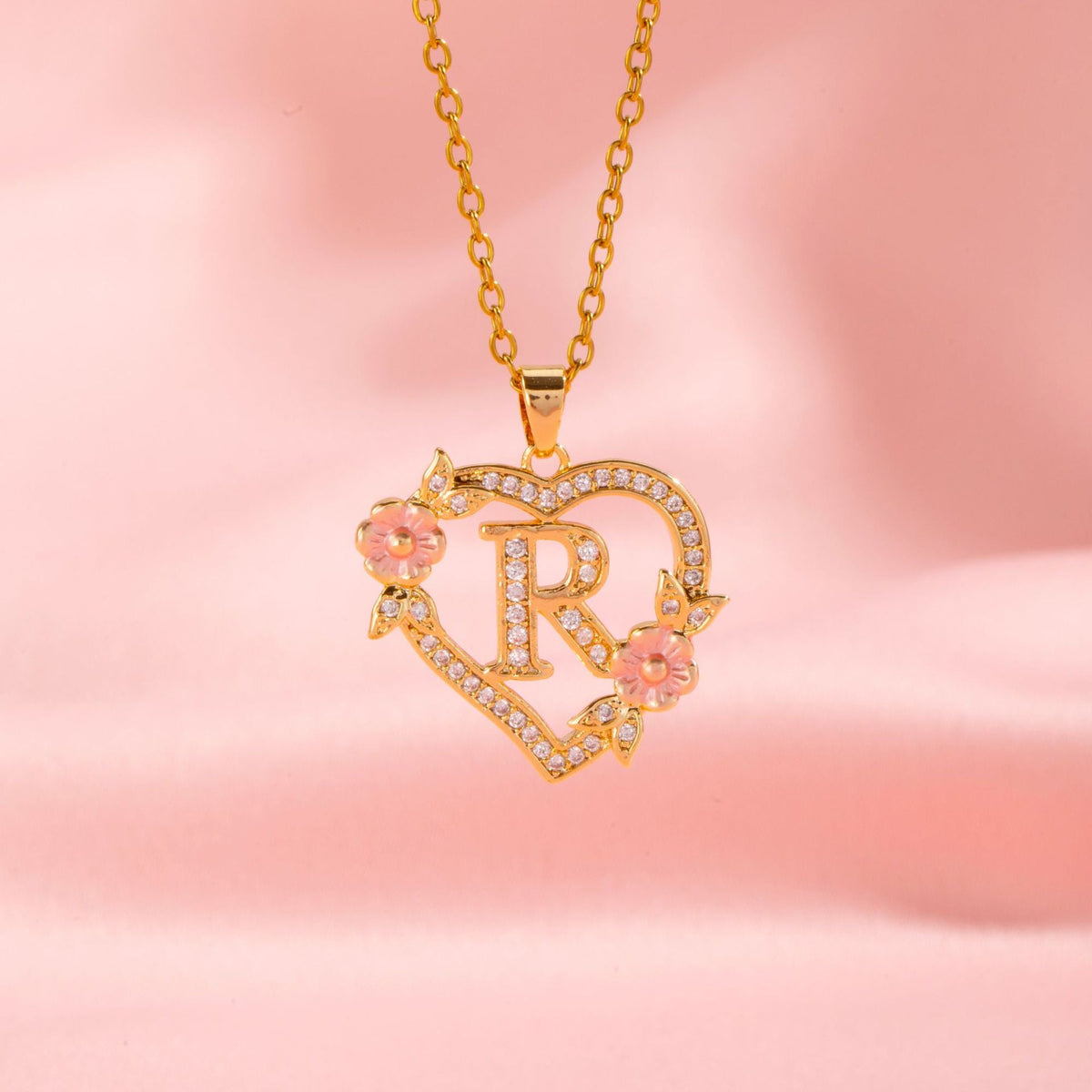Collar con Inicial Floral | Oro