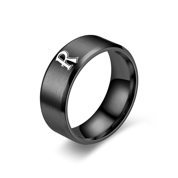 Anillo con Inicial Obsidiana | Acabado negro