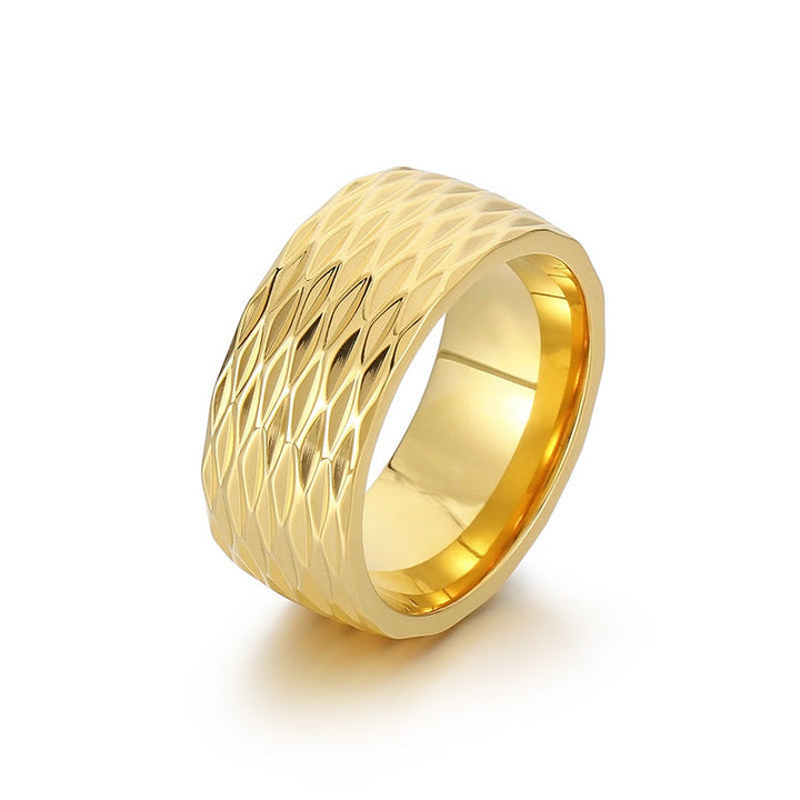 Anillo Kaelis de Banda Cuadriculada | Oro blanco