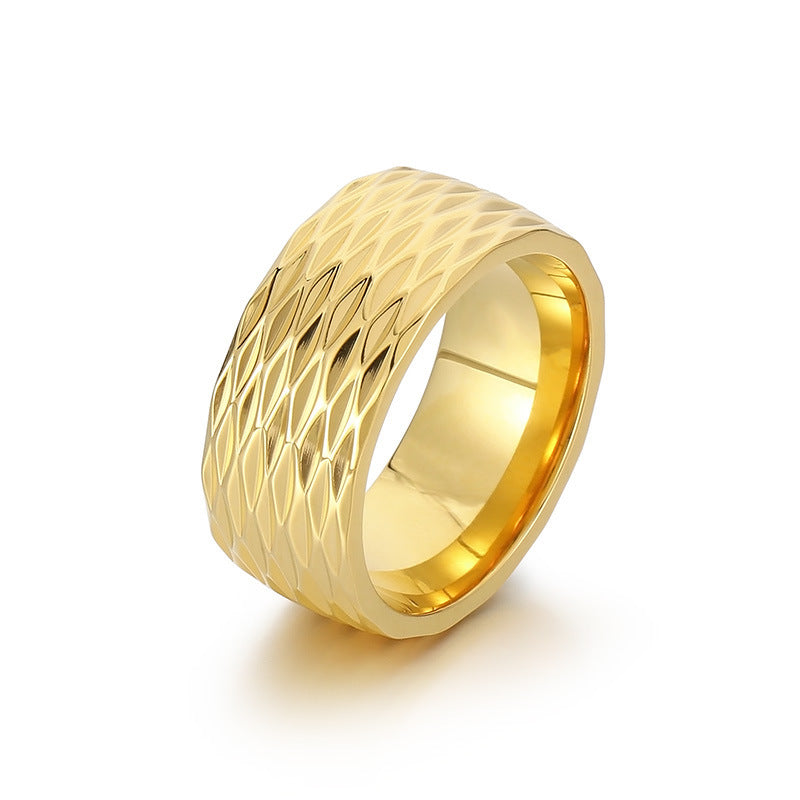 Anillo Kaelis de Banda Cuadriculada | Oro