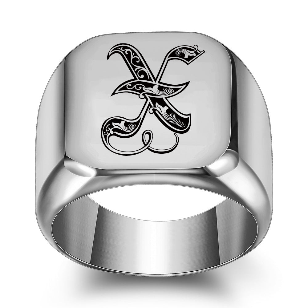 Anillo con Inicial Clásico Noble | Oro blanco