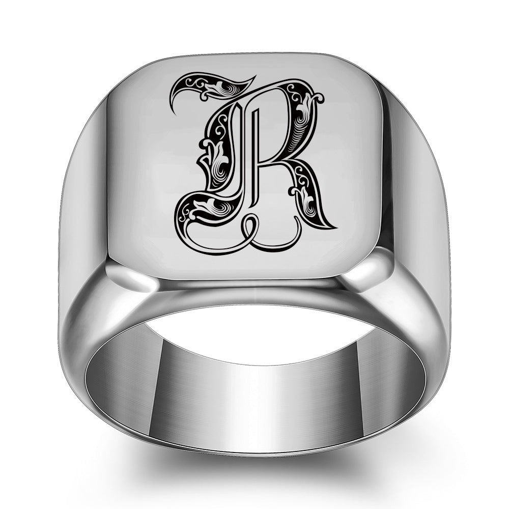 Anillo con Inicial Clásico Noble | Oro blanco