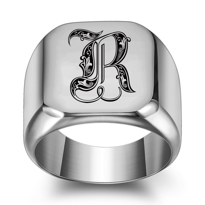 Anillo con Inicial Clásico Noble | Oro blanco