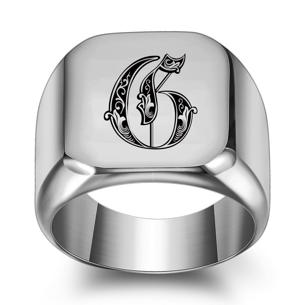 Anillo con Inicial Clásico Noble | Oro blanco