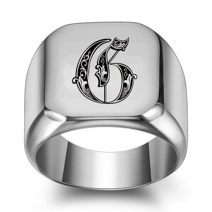 Anillo con Inicial Clásico Noble | Oro blanco