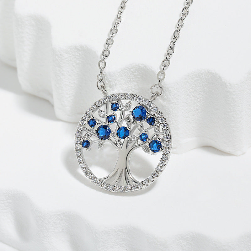 Collar Árbol de la Vida con Zafiro | Oro blanco