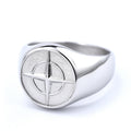 Anillo Sello Brújula Clásico | Oro blanco